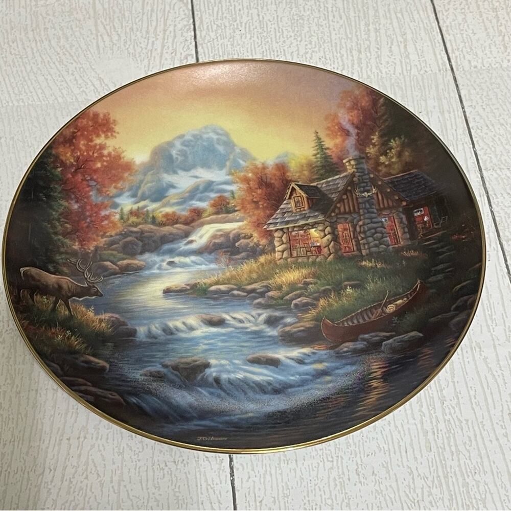 Bradford Exchange Misty Morning Plate Judy Gibson Tranquil Retreats